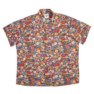 Yiume‎ Among the Flowers Hawaiian Aloha Shirt Mens XXXL Multicolor Floral Cotton